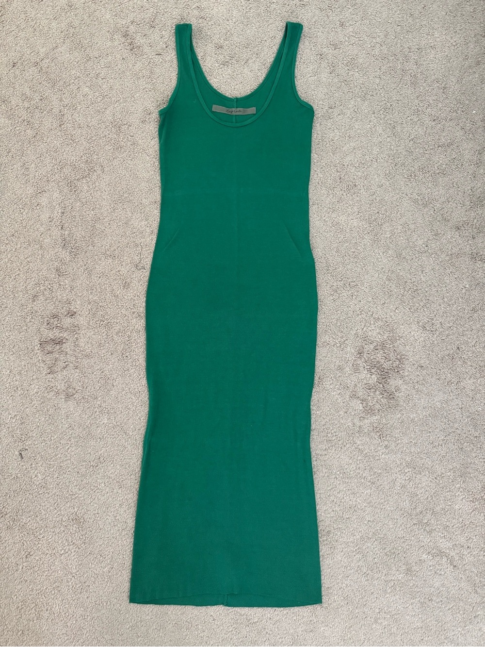 Enza Costa Emerald Green Silk Blend Midi Tank Dress